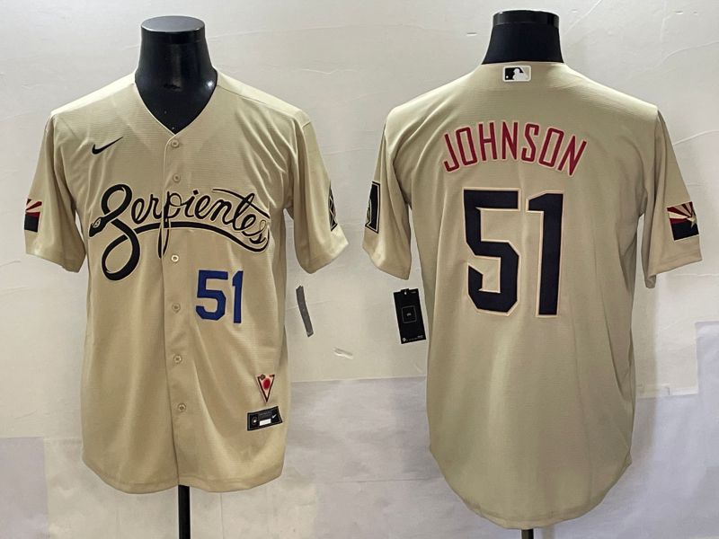 Men 2025 Arizona Diamondback #51 Johnson Cream City Edition Nike MLB Jersey style 2->chicago white sox->MLB Jersey